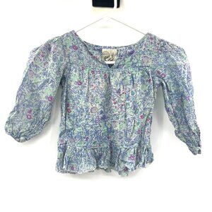 Peek Floral Print Metallic Cotton Blouse Toddler XS 2-3 Years